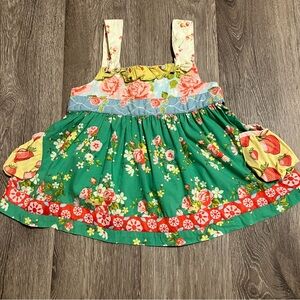 Matilda Jane Good Hart Strawberry Fields Floral Tunic Knot Top Girls Size 2